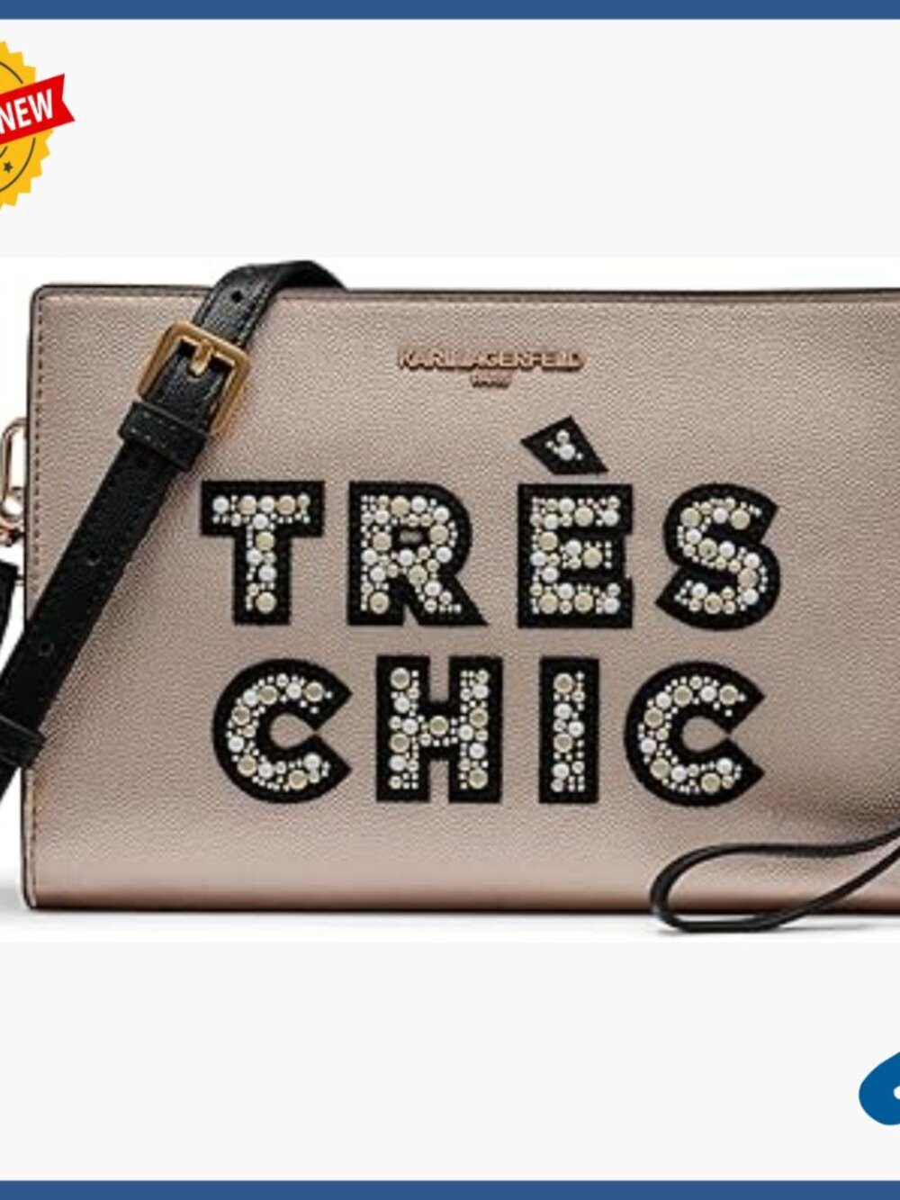 Studded Wallet Crossbody Bag - Faux Leather Medium Size